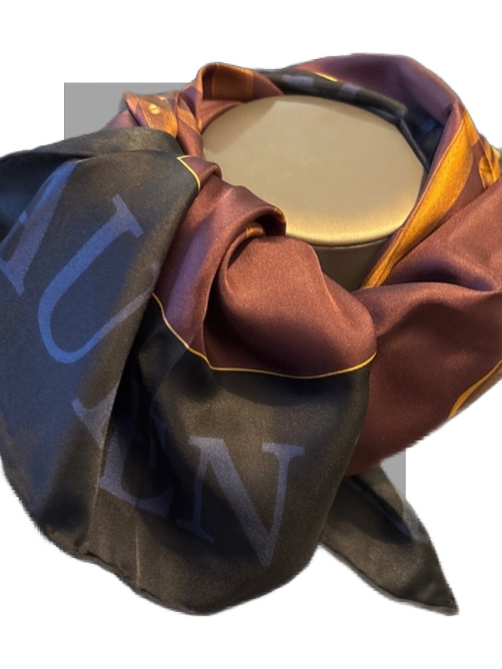 Lauren Ralph Lauren Brown, & Navy  and Golf Equine Print Silk Scarf NWTS